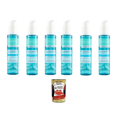 Clinians Gel Detergente Rinfrescante Hydra Plus, Per Pelli Normali O Miste, Gel Nettoyant Rafraîchissant Visage 150 Ml, 6 X 150 Ml + Polpa Italian Gourmet 400 G
