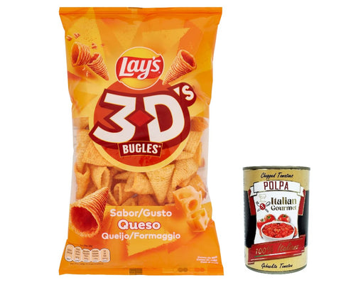 Lay's 3d's Bugles Gusto Formaggio Lot De 3 Chips De Pommes De Terre Aromatisées Au Fromage 100 G + Polpa Gourmet Italien 400 G