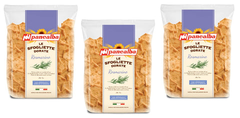 Panealba Le Sfogliette Dorate Al Rosmarino Lot De 3 Collations Cuites Au Four Avec Grains De Sel Et Romarin 180 G