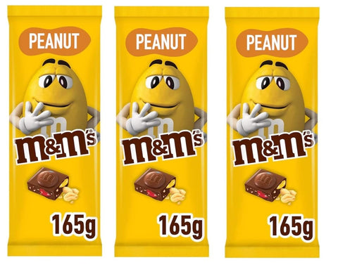 M&M's Peanut Lot De 3 Tablettes Au Chocolat Au Lait Avec Mini M&M's Et Cacahuètes Croustillantes 165 G