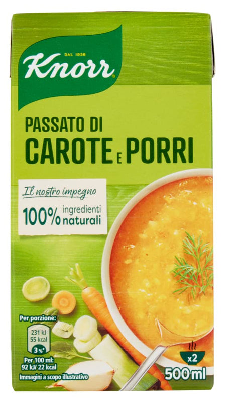 Knorr Passato Di Carote E Porri Purée De Carottes Et Poireaux Plat De Soupes Prêtes À Chauffer 500ml