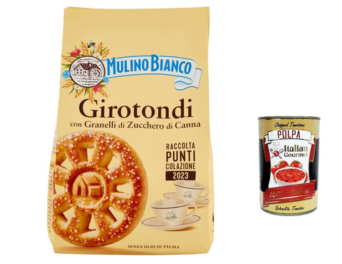 Mulino Bianco Girotondi Lot De 12 Biscuits Avec Grains De Sucre Brun 350 G + Polpa Gourmet Italien 400 G