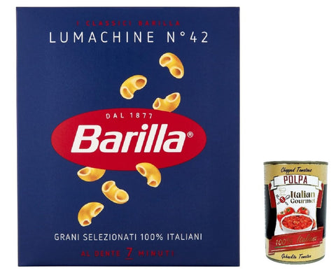 Lot De 10 Pâtes Barilla Lumachine N° 42 - 100 % Nouilles Italiennes - 500 G + Polpa Gastronomique Italien 400 G