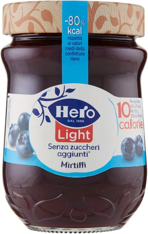 Hero Light Mirtilli Lot De 6 Confitures À Tartiner Légères Myrtilles Italie 280 G