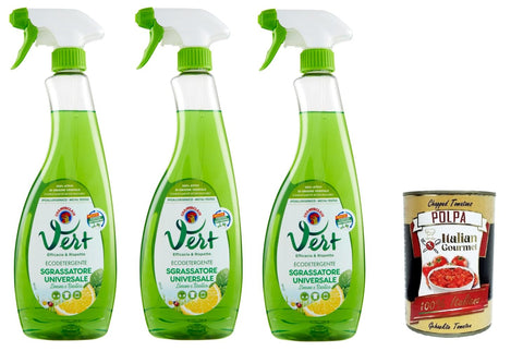 Vert Di Chanteclair Sgrassatore Universal Limone E Basilicovert By Chanteclair - Dégraissant Universel Au Citron Et Au Basilic - 3 X 600 Ml + Italian Gourmet Polpa 400 G