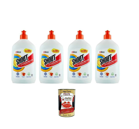 Shout Lot De 4 Détachants Liquides Pour Linge – Élimine Les Taches Tenaces, Idéal Avant Le Lavage En Machine – 500 Ml + Italian Gouret Polpa 400gr
