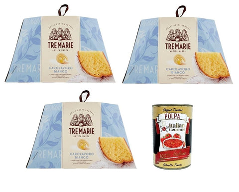 Tre Marie Il Capolavoro Bianco – Magie De La Rencontre Entre Panettone Et Pandoro – Dessert De Noël Traditionnel – Gâteau De Noël – 3 X 800 G + Italian Gourmet Polpa 400 G