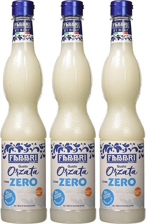 Fabbri Sciroppo Orzata Zero Lot De 3 Sirops D'orge Sans Sucre Ajouté Idéal Pour Les Cocktails Et Les Boissons Sans Alcool Pet 560 Ml