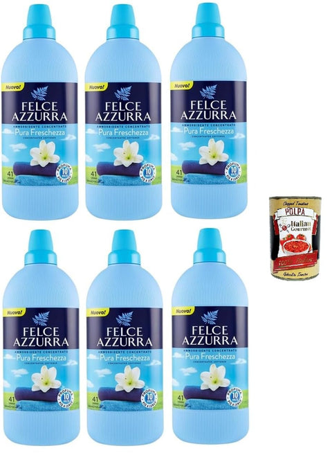 Felce Azzurra Ammorbidente Concentrato Pura Freschezza Adoucissant Concentré Fraîcheur Longue Durée Pour Votre Linge – 41 Lavages – 6 X 900 Ml + Italian Gourmet Polpa 400 G