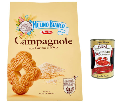 Mulino Bianco Campagnole Lot De 12 Biscuits Sablés Avec Farine De Riz 700 G + Polpa Gourmet Italien 400 G