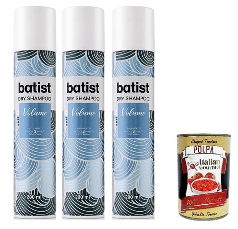 Batist Volume Dry Shampooing Sec Pour Cheveux Structurés Et Volumeux En 3 Minutes Sans Eau Tous Cheveux 3 X 200 Ml + Italian Gourmet Polpa 400g