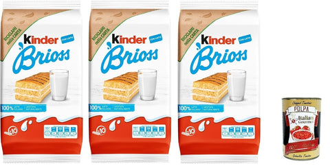 Kinder Brioss - 10 Collations Gâteau Éponge, Bien Sûr 100% De Garniture De Lait Italien, Excellent Pour Le Petit Déjeuner Et Les Collations, 3x 270 + Italian Gourmet Polpa 400g