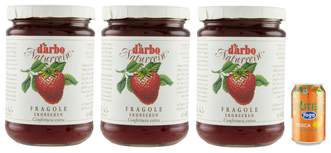Darbo Confetura Lot De 3 Pots De Confiture Naturelle Fragole, Confiture De Fraises, 450 G + 1 Boîte De Thé Glacé De Yoga À La Pêche 330 Ml