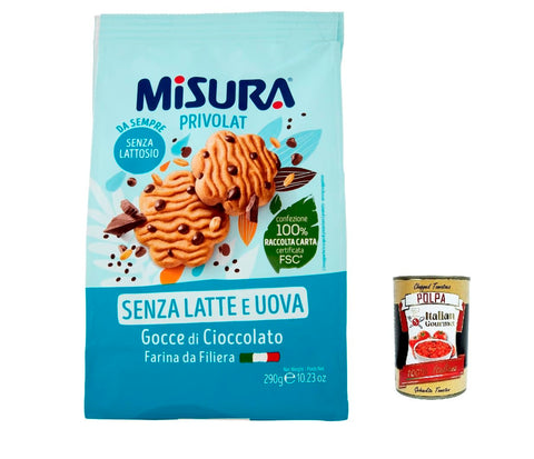 Misura Biscotti Con Gocce Di Cioccolato Privolat Lot De 3 Biscuits Avec Copeaux De Chocolat Sans Lait Ni Œufs 290 G + Polpa Italian Gourmet 400 G