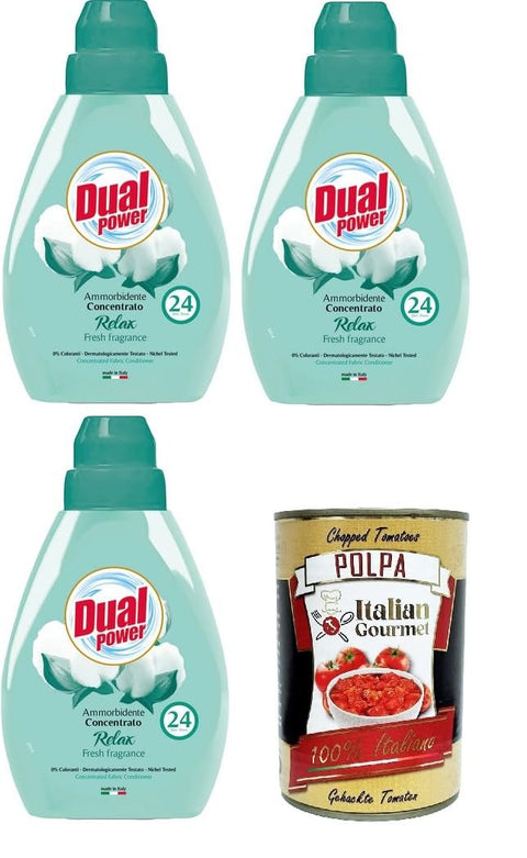 Dual Power Évier Doux Concentré 24 Cuillères Doseuses Relax 3 X 600 Ml + Italian Gourmet Polpa 400 G