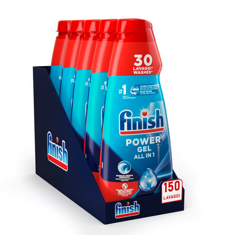 Finish Powergel Lessive Lave-Vaisselle Fresh, Gel Lave-Vaisselle, 150 Lavages, 5 Paquets De 30 Lavages Liquides Lave-Vaisselle