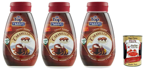 Fabbri Topping Caramello Sauce À Dessert Sucrée Au Caramel Pour Glace, Desserts Et Café 3 X 225 G Sans Gluten Sauce Dessert Prête À L'emploi + Italian Gourmet Polpa 400 G