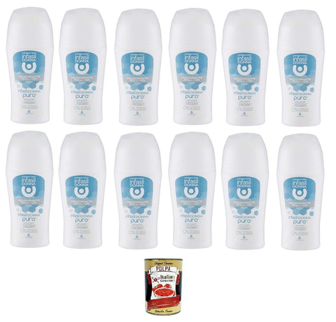 Infasil Donna Puro Déodorant Roll-On Puro Per Pelli Sensibili Woman Pure Woman Pour Peaux Sensibles 12 X 50 Ml + Italian Gourmet Polpa 400 G