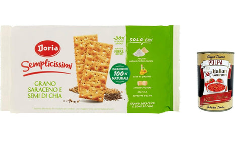 Doria Lot De 12 Crackers Semplicissimi Grano Saraceno E Semi Di Chia, Cracker, Sarrasin Et Graines De Chia 245 G + Polpa Italian Gourmet 400 G