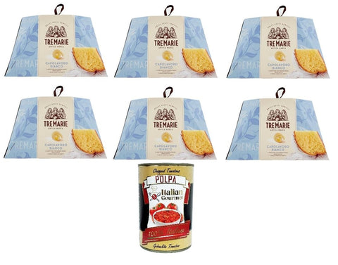 Tre Marie Il Capolavoro Bianco – Magie De La Rencontre Entre Panettone Et Pandoro – Dessert De Noël Traditionnel – Gâteau De Noël – 6 X 800 G + Italian Gourmet Polpa 400 G