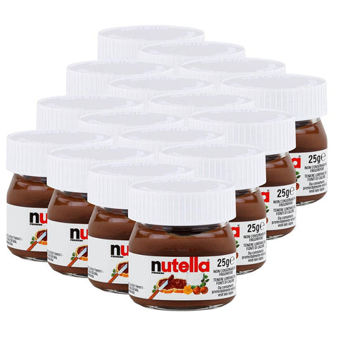 Ferrero Nutella Lot De 16 Mini Bocaux En Verre De 25 G, Pâte À Tartiner Au Pain, Crème Aux Noix, Pâte À Tartiner Au Chocolat