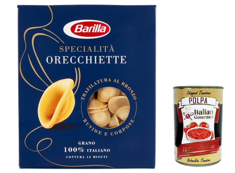 Lot De 5 Pâtes Barilla Specialità Orecchiette Pugliesi 100 % Italiennes 500 G + Polpa Gourmet Italien 400 G