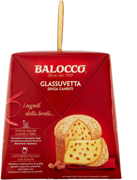 BALOCCO Panettone Glassuvetta senza canditi Panettone aux raisins secs sans fruits confits 1kg + Italian Gourmet polpa 400gr