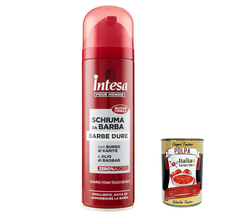 Intesa Lot De 12 Mousses À Raser Barbe Dure, 300 Ml, Pour Homme Avec Beurre De Karité Et Huile De Baobab, Polpa Italienne Gourmet 400 G