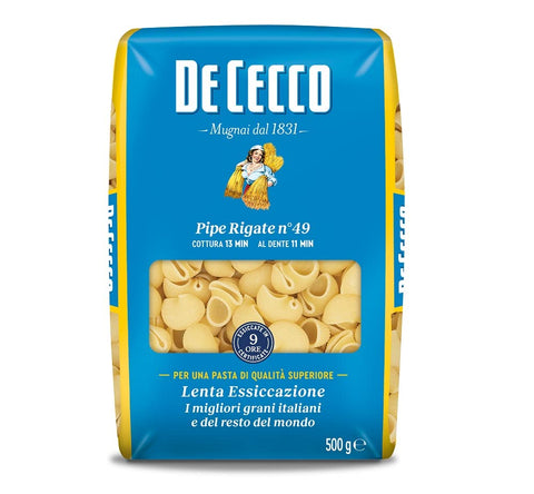 De Cecco Pipe Rigate N°49 Lot De 5 Pâtes De Semoule De Blé Dur 500 G