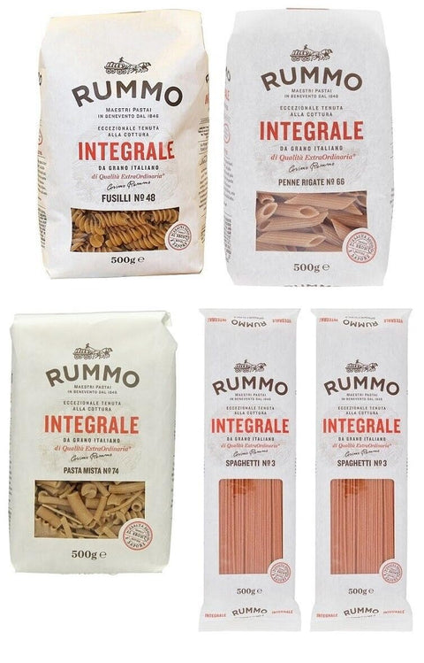 Rummo Lot De 5 Pâtes Intégrales 4 Variétés Différentes Pâtes À Grains Entiers 500 G