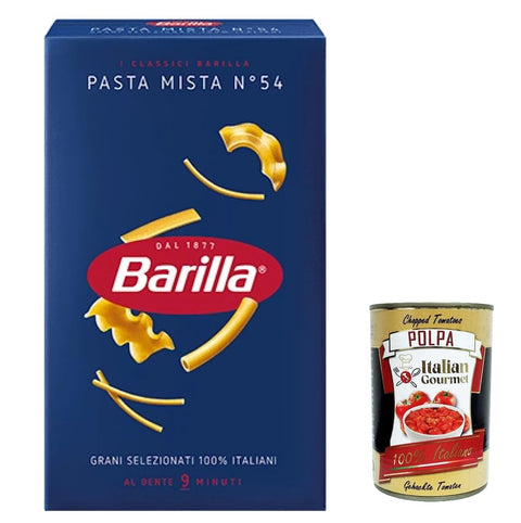 Lot De 10 Pâtes Barilla Mista N° 54, 100 % Nouilles Italiennes 500 G + Polpa Gastronomique Italien 400 G