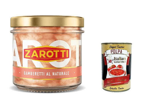Lot De 6 Crevettes Zarotti Gamberetti Al Naturale Dans L'eau Et Le Sel 110 G + Italian Gourmet Polpa 400 G