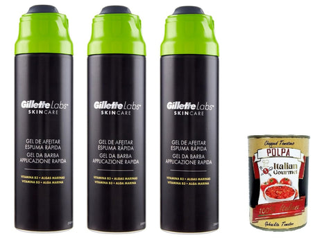 Labs Gel Da Barba Applicazione Rapida Labs Gel À Raser Pour Une Utilisation Rapide, 3 X 198 Ml + Italian Gourmet Polpa 400 G