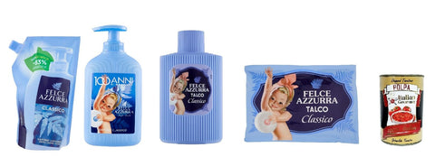 Felce Azzurra Savon Liquide 300 Ml + Ecoricarica 500 Ml – Talco Classico Poudre Pour Le Corps Talc Talc Talc Boîte De 200 G + Sachet 100 G Polpa Italien Gourmet Polpa 400 G