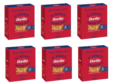 Barilla Mezze Penne Rigate Al Bronzo Bronze Lot De 6 Pâtes Tirées 400 G