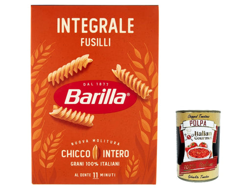 Lot De 20 Pâtes Barilla Fusilli Integrali - Grains Entiers Italiens - 500 G + Polpa Gastronomique Italien 400 G