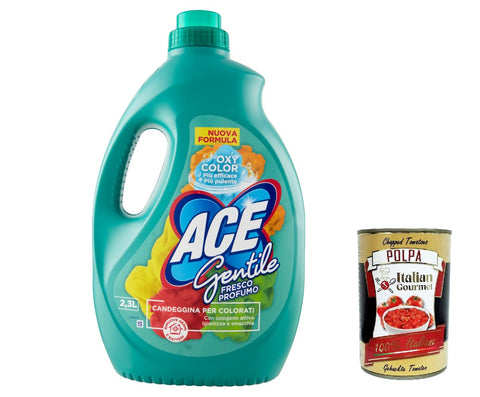 Ace Candeggina Gentile Bleach, Delicate Agent De Blanchiment Fin Pour Produits Colorés Et Délicats 2,3 L + Polpa Italien Gourmet 400 G