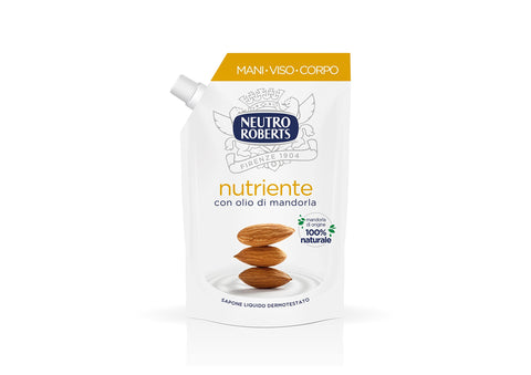 Neutro Roberts, Savon Liquide Ecopouch Nourrissant, Écoricarica Écologique, Peau De Santé Et Protégée, Savon Avec Huile D'amande, 100% Naturel - Lot De 400 Ml
