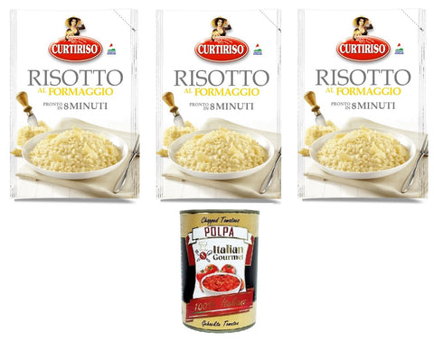 Curtiriso Risotto Alla Parmigiana Formaggio Pronto En 8 Minutes Parmigiana Risotto Au Fromage Est Prêt En 8 Minutes 3 X 175 G + Polpa Italien Gourmet 400 G