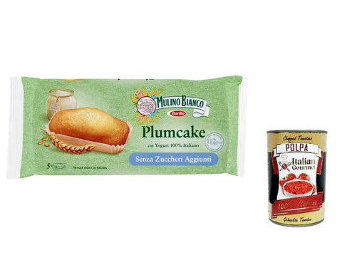 Mulino Bianco Plumcake Lot De 5 Gâteaux Sans Sucre Ajouté Au Yaourt Italien 155 G + Polpa 400 G