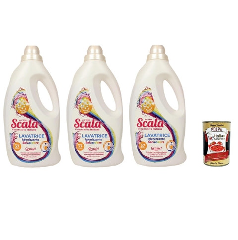 Scala Detergente Lavatrice Salvacolore Lessive Liquide Pour Linge Coloré 3 X 1,5 L + Italian Gourmet Polpa 400 G