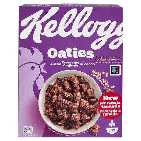 10x Kellogg's Oaties Avena Croccante al cacao Flocons d'avoine croustillants au cacao 360 g