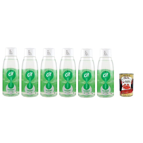 Cif Infinite + Clean Tutto In 1 Clean Lime & Fiori Bianchi Ricarica 590 Ml Recharge De Nettoyant De Surface Multi-Usages 6 X 590 Ml + Italian Gourmet Polpa 400 G