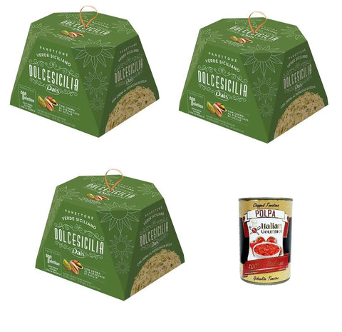Dais Panettone Dolcesicilia Verde Siciliano Avec Crème De Pistache Sicilienne 3 X 800 G + Polpa Italian Gourmet 400 G