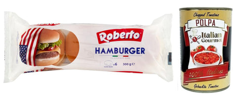 Roberto Pain Hamburger - Lot De 300 G - Chaque Paquet Contient 6 Hamburgers + Italian Gourmet Polpa Di Pomodoro 400 G