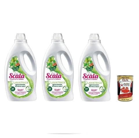 Scala Detergente Lavatrice Bergamotto E Legni Pregiati Lessive Liquide Bergamote Et Bois Précieux 3 X 1,5 L + Italian Gourmet Polpa 400 G