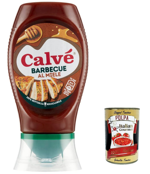 Calvé Salsa Barbeque Al Miele Lot De 12 Sauces Barbecue Au Miel, Idéales Pour Les Viandes Blanches Avec Un Goût Plus Intense 250 Ml + Polpa Italian Gourmet 400 G