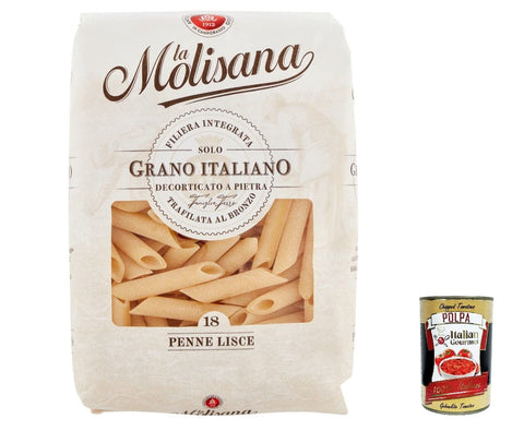 La Molisana Penne Lisc N. 18 Pasta Lenta Lavorazione Lot De 5 Pâtes À Modeler En Bronze 500 G + Polpa Gourmet Italien 400 G