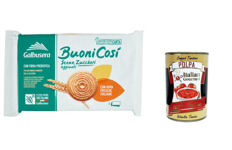Galbusera Buonicosì Lot De 6 Biscuits Sans Sucre Ajouté Avec Œufs Italiens Frais 330 G + Italian Gourmet Polpa 400 G