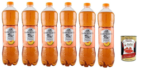 San Benedetto The Pesca 6x 1,5 L, Thé Glacé Le «Peach Pet Jetable, Thé Glacé Rafraîchissant, Sans Conservateurs Et Colorants Artificiels + Italian Gourmet Polpa 400g
